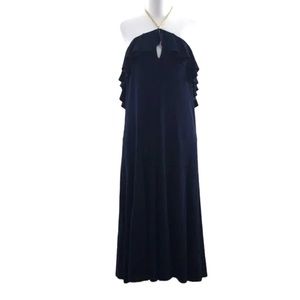 Ralph Lauren Navy The Cliffs Light House Chain Keyhole Halter Dress